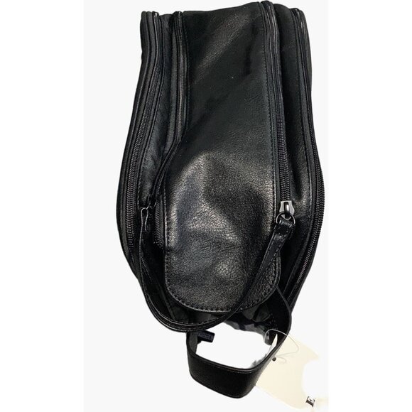 Elviros Toiletry Bag Large Travel Shaving Organizer  Black Leather 12"x6.7"x7.1" - Picture 8 of 11